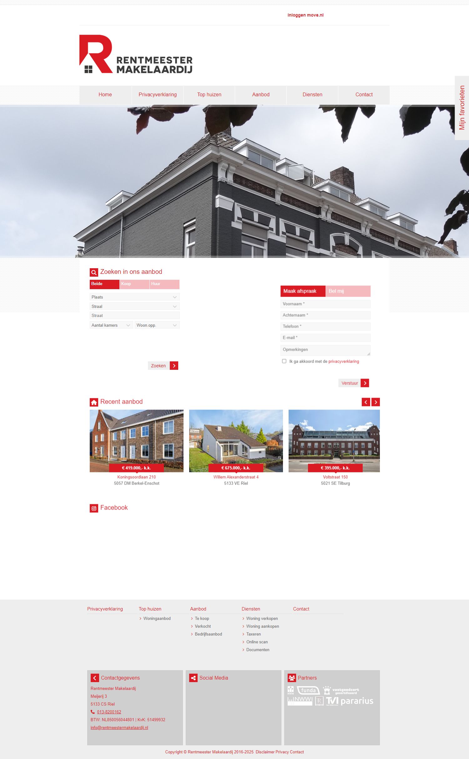 Screenshot van de website van www.rentmeestermakelaardij.nl