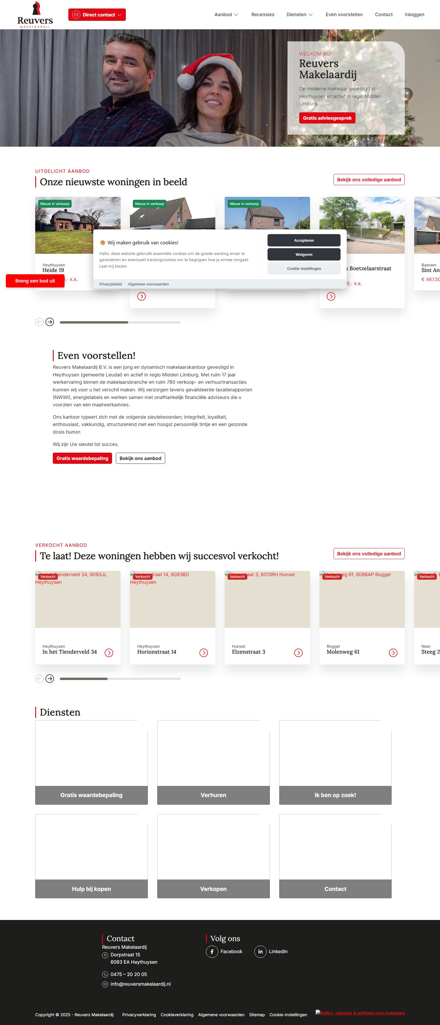 Screenshot van de website van www.reuversmakelaardij.nl