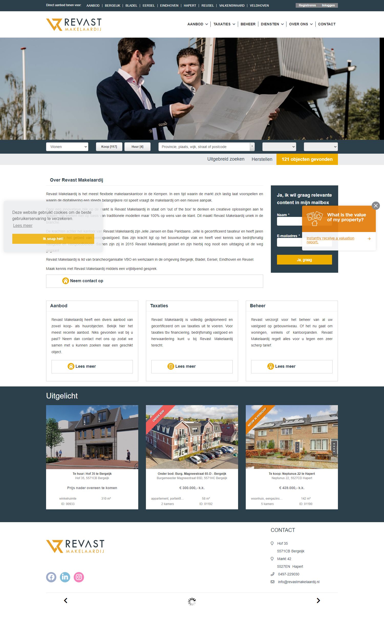 Screenshot van de website van www.revastmakelaardij.nl