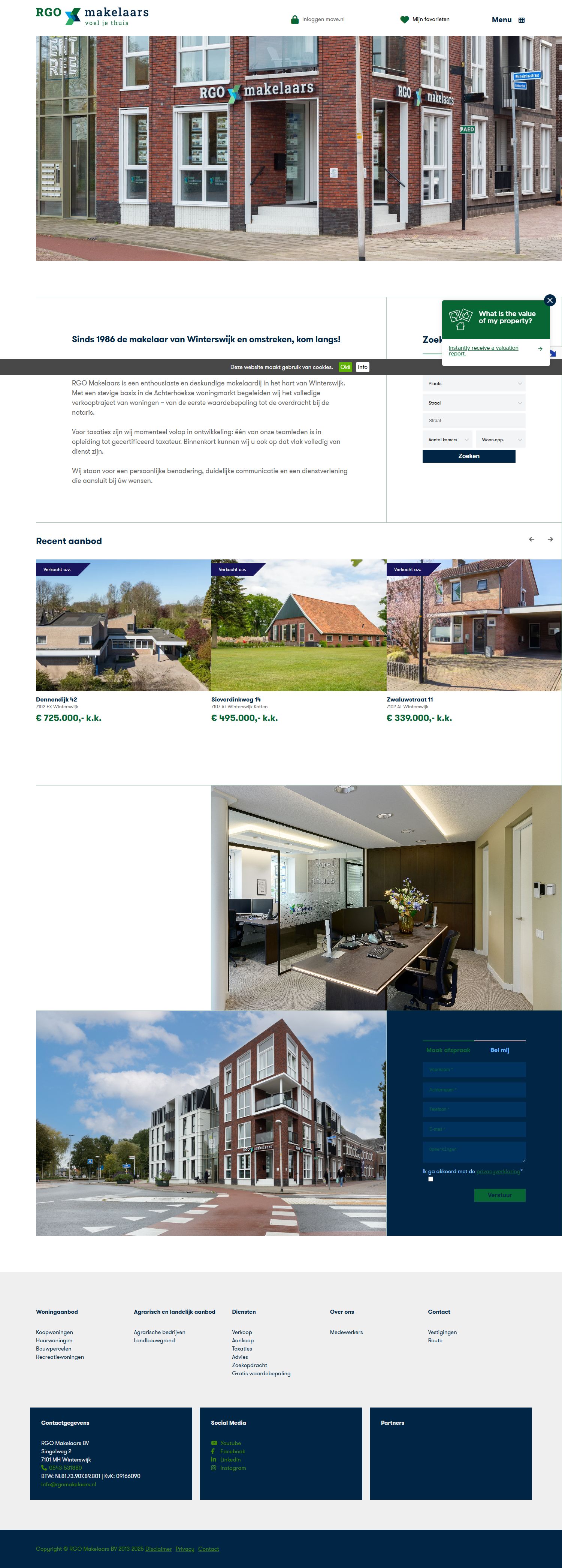 Screenshot van de website van www.rgomakelaars.nl