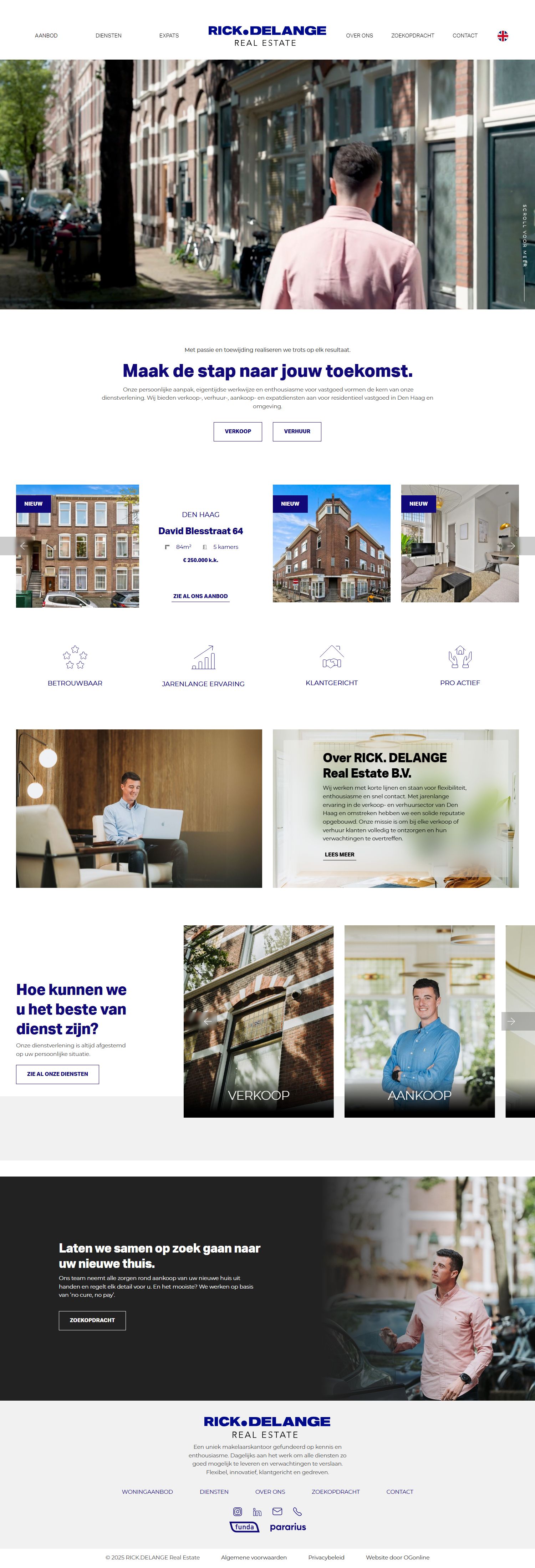 Screenshot of the website of www.rickdelange.nl