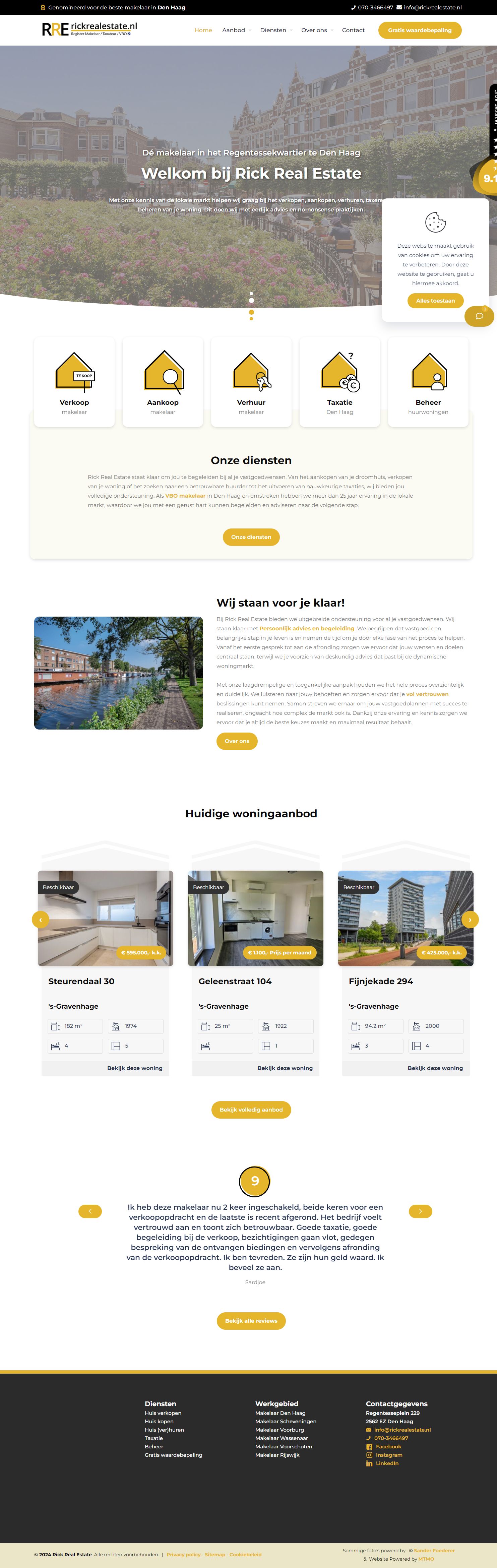 Screenshot van de website van www.rickrealestate.nl