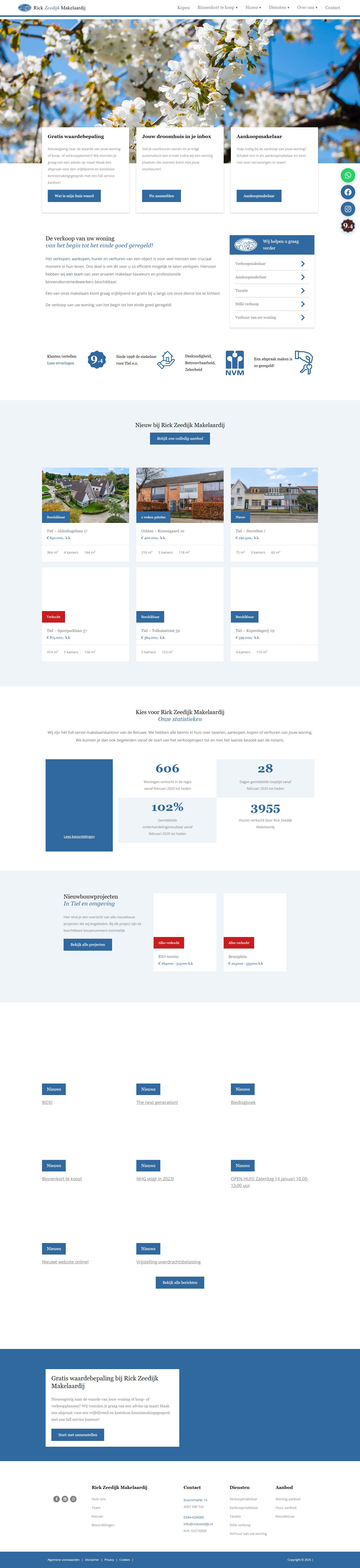 Screenshot van de website van www.rickzeedijk.nl