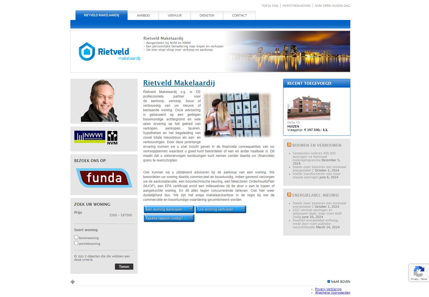 Screenshot van de website van www.rietveld.biz