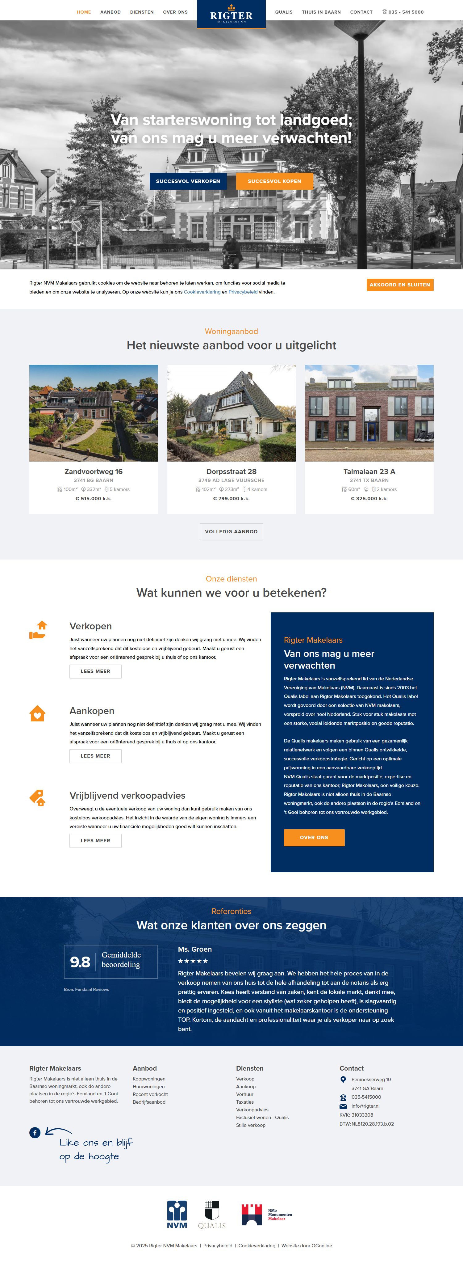Screenshot van de website van www.rigter.nl