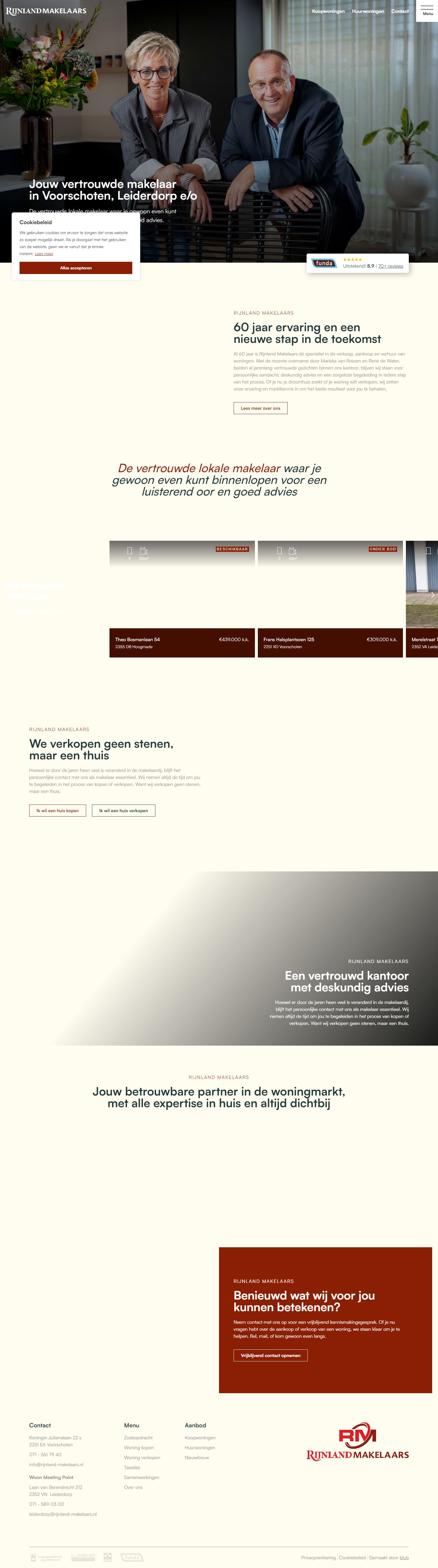 Screenshot van de website van www.rijnland-makelaars.nl