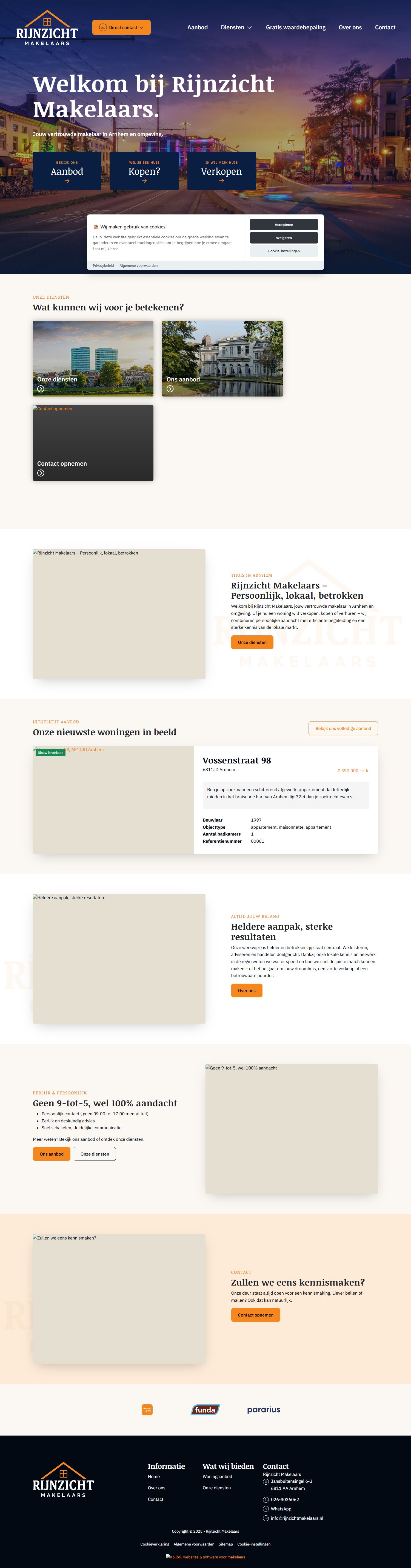 Screenshot van de website van www.rijnzichtmakelaars.nl