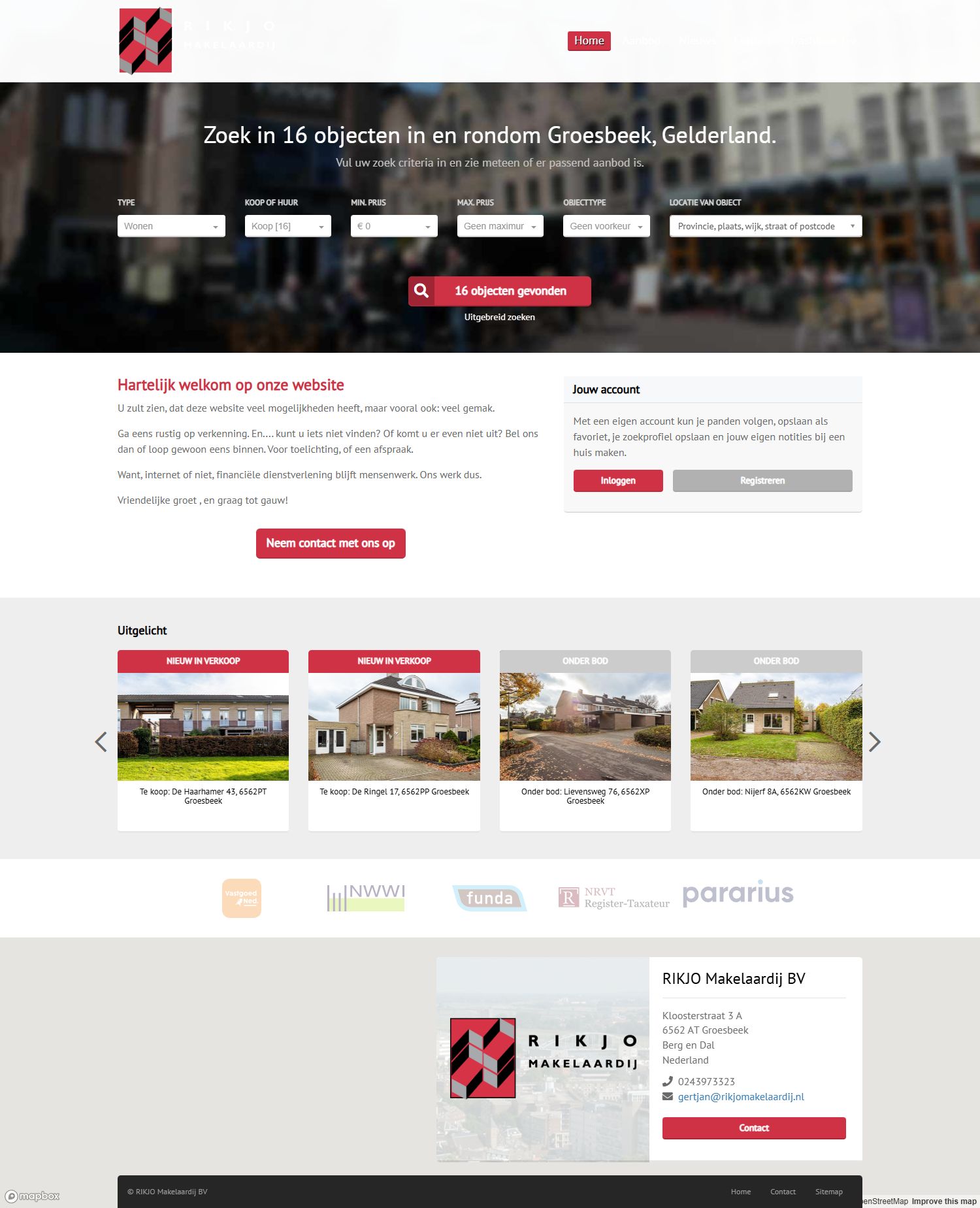 Screenshot of the website of www.rikjomakelaardij.nl