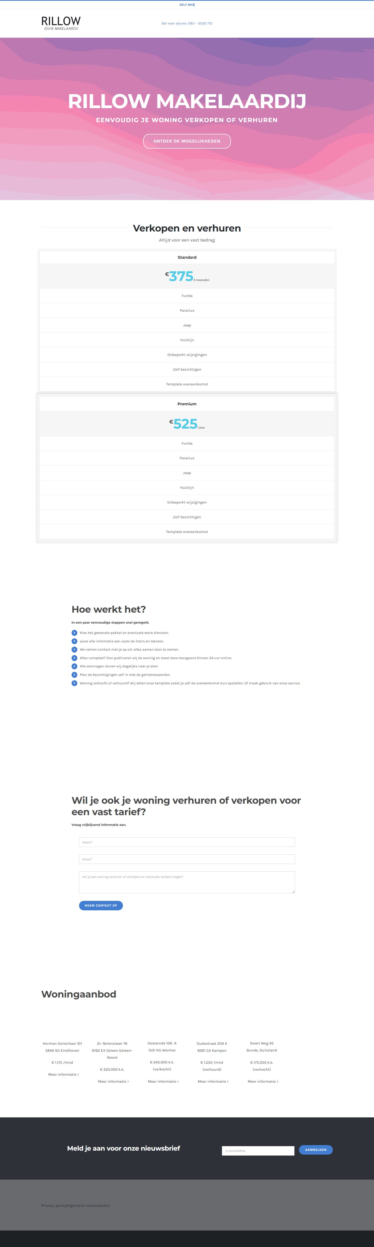 Screenshot van de website van rillow.nl