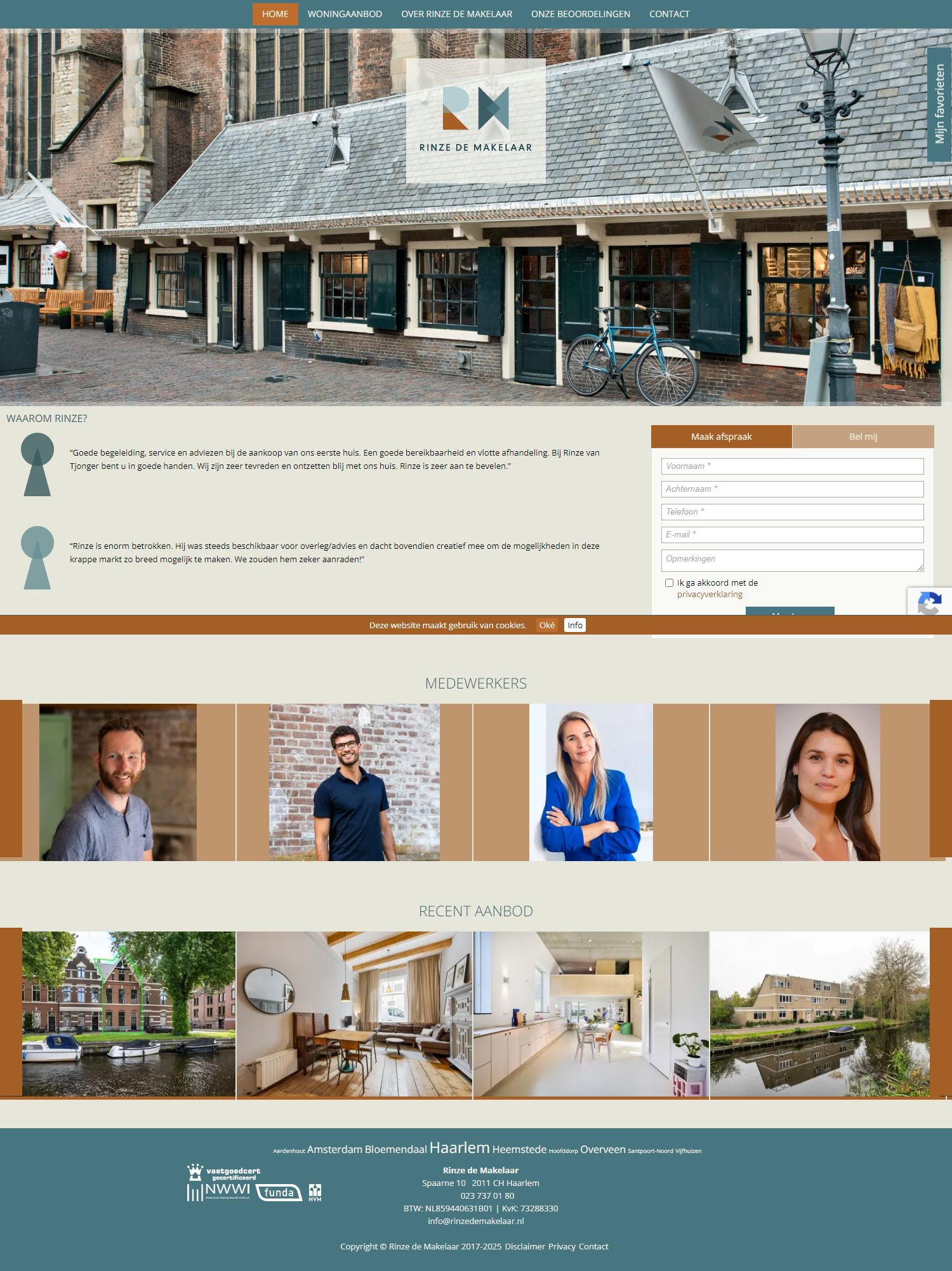 Screenshot van de website van www.rinzedemakelaar.nl