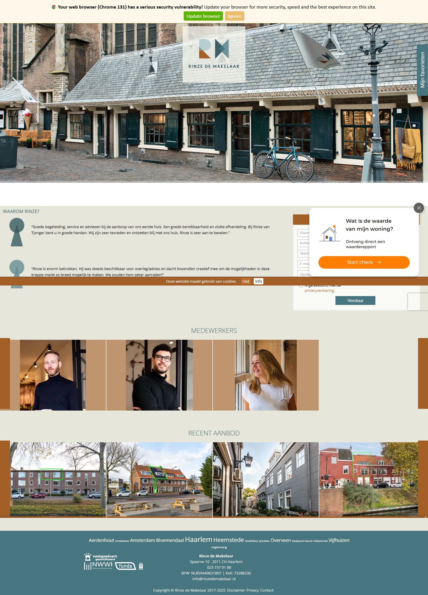 Screenshot of the website of www.rinzedemakelaar.nl