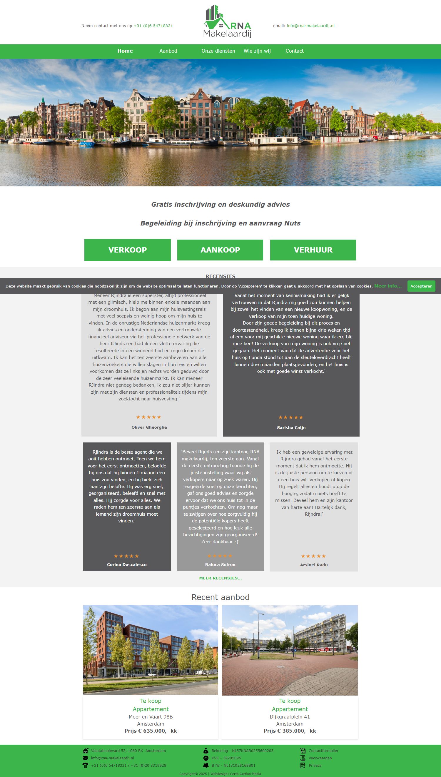 Screenshot van de website van www.rna-makelaardij.nl