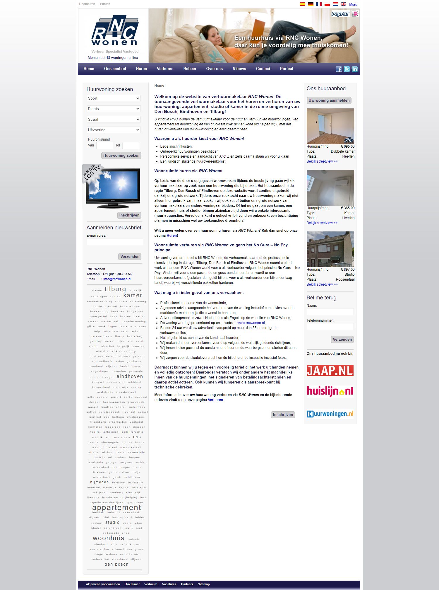 Screenshot van de website van www.rncwonen.nl