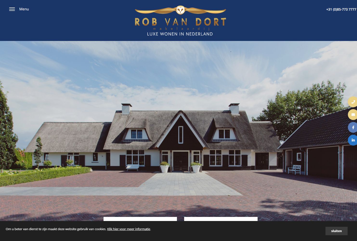 Screenshot van de website van www.robvandortmakelaardij.nl