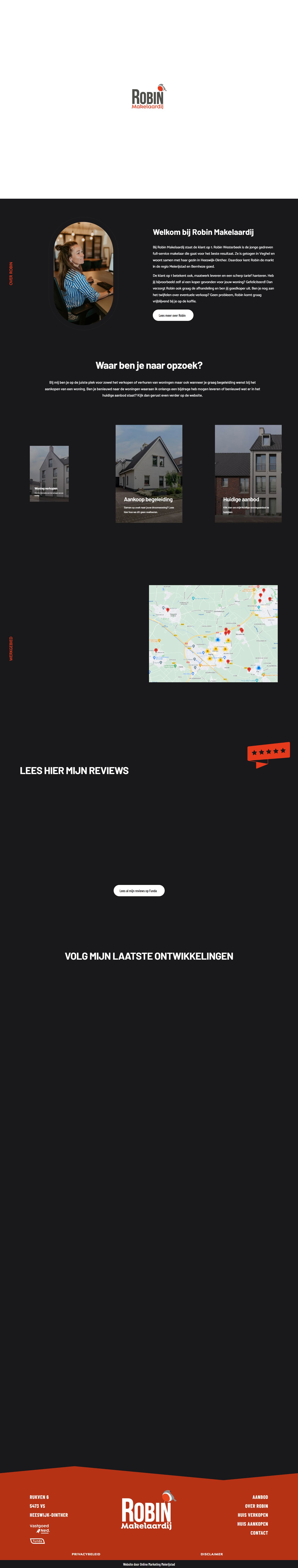 Screenshot of the website of www.robinmakelaardij.nl