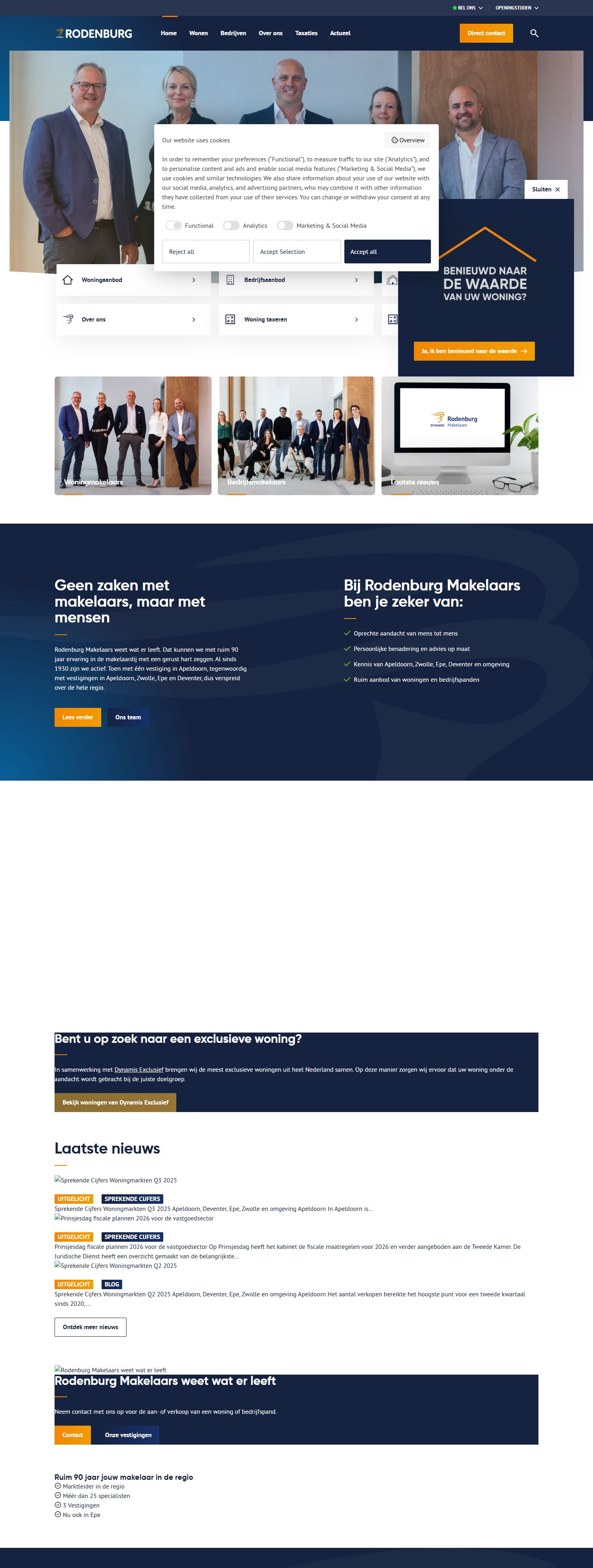 Screenshot of the website of www.rodenburg.nl