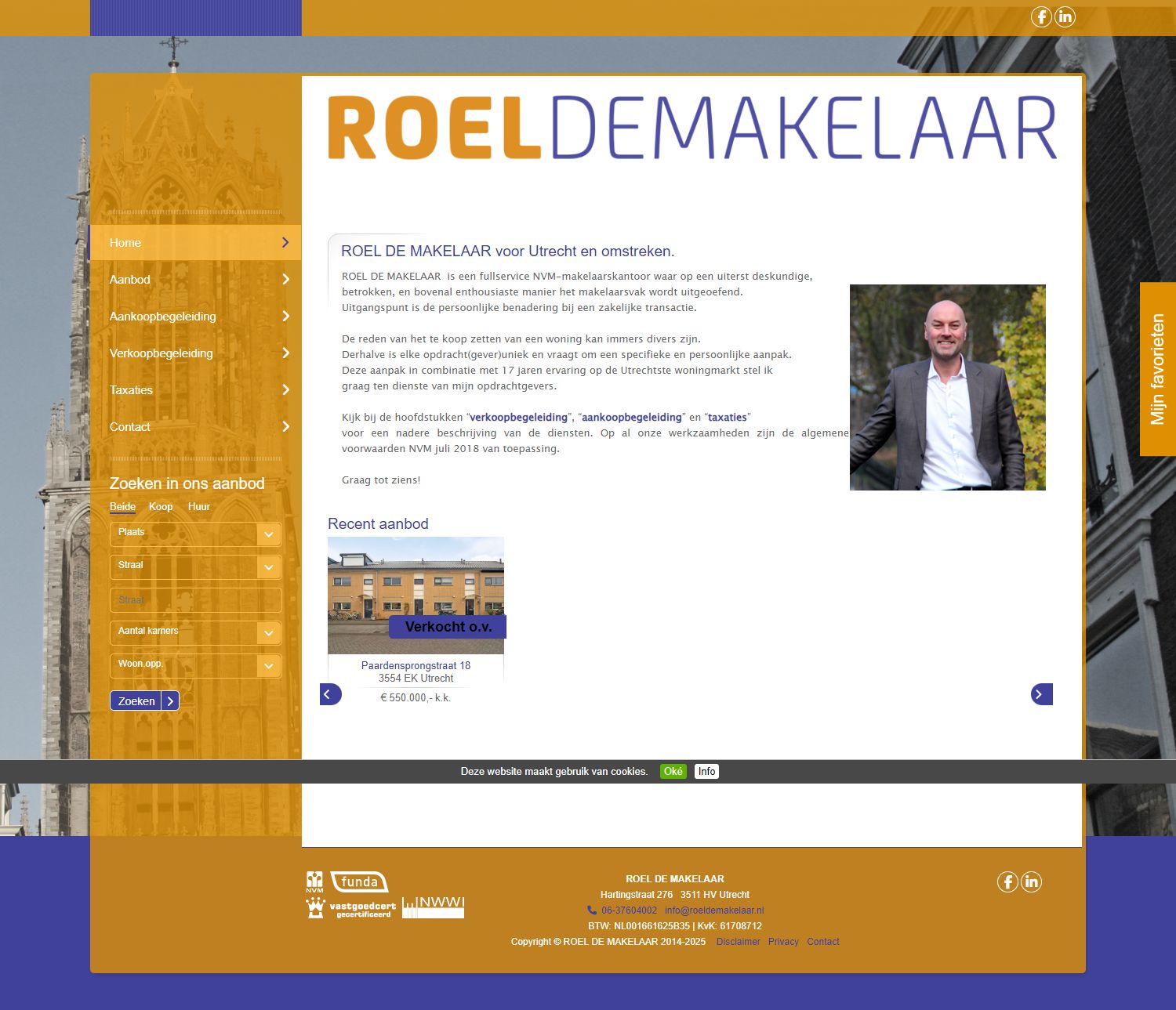 Screenshot van de website van www.roeldemakelaar.nl