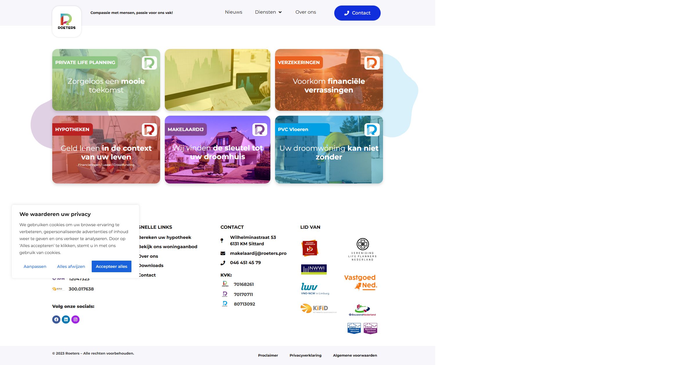 Capture d'écran du site web de www.roeters.pro