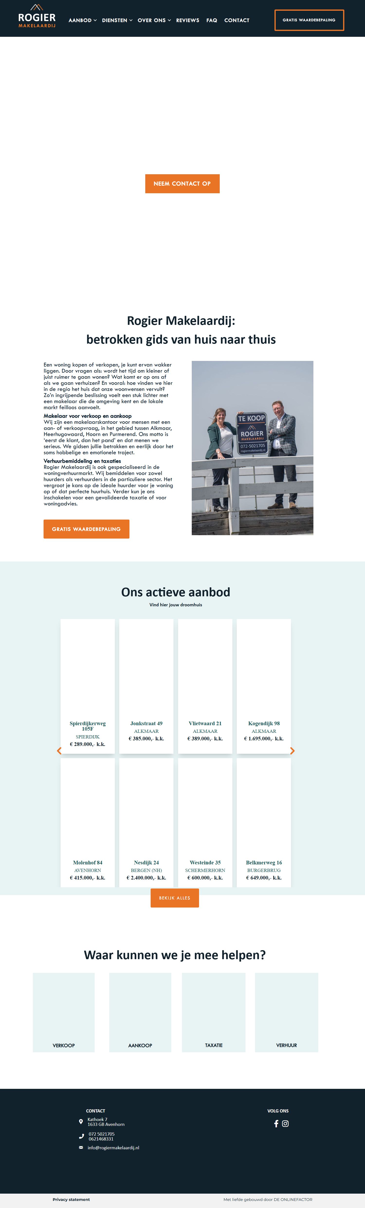 Screenshot of the website of www.rogiermakelaardij.nl