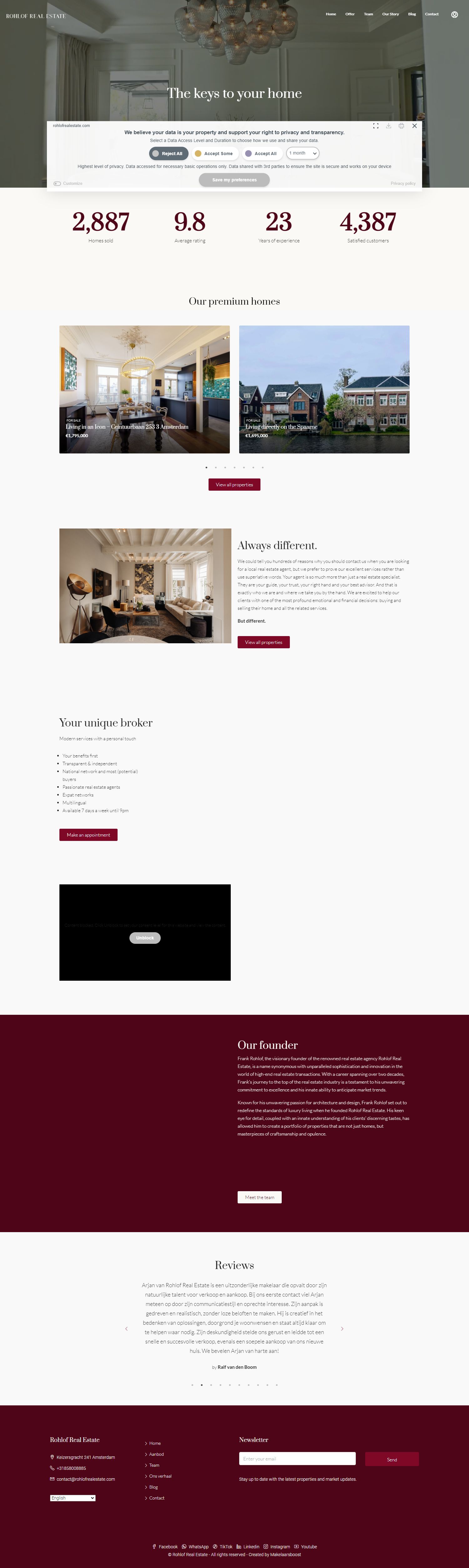 Screenshot van de website van www.rohlofrealestate.com