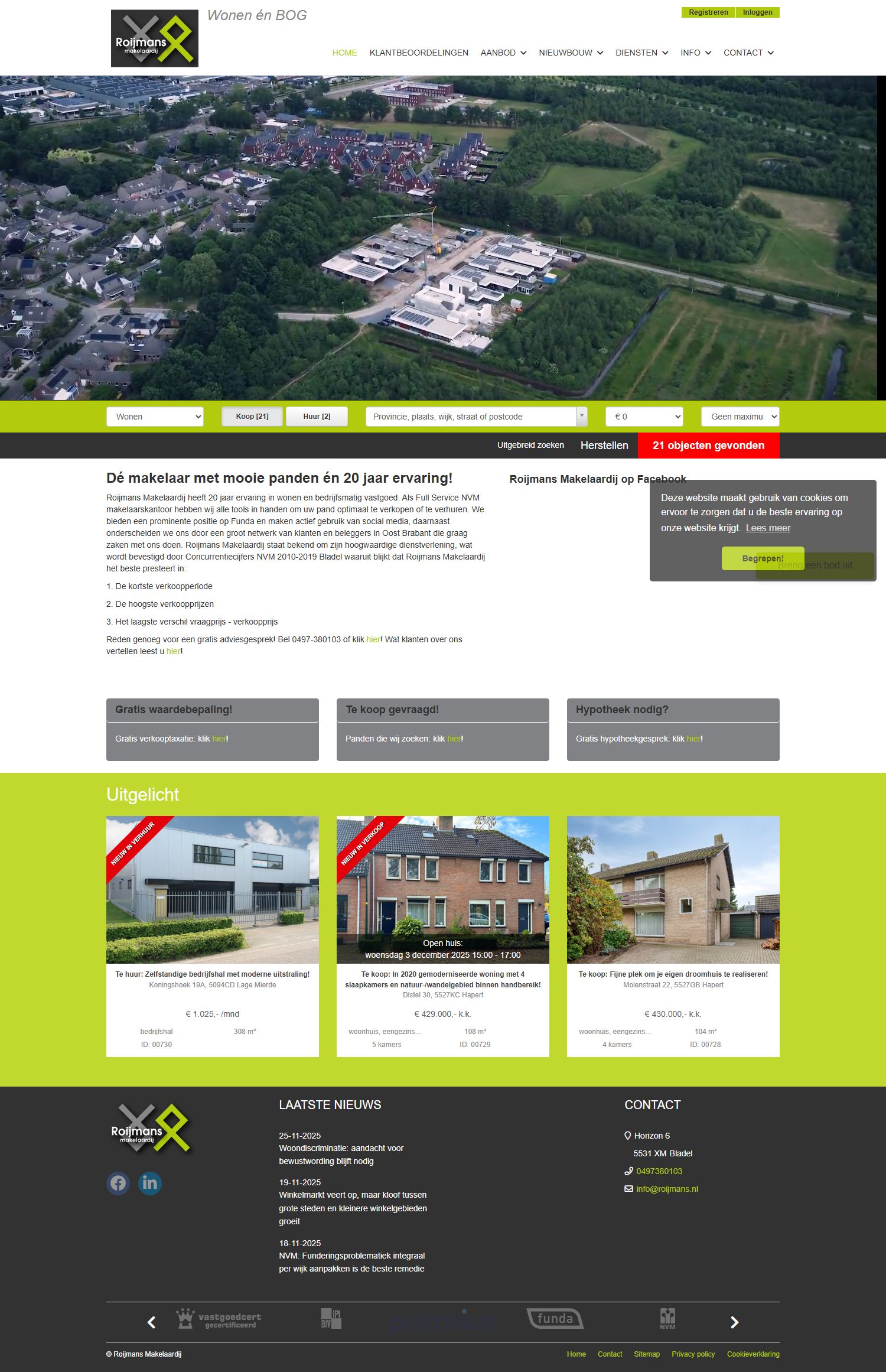 Screenshot van de website van www.roijmans.nl