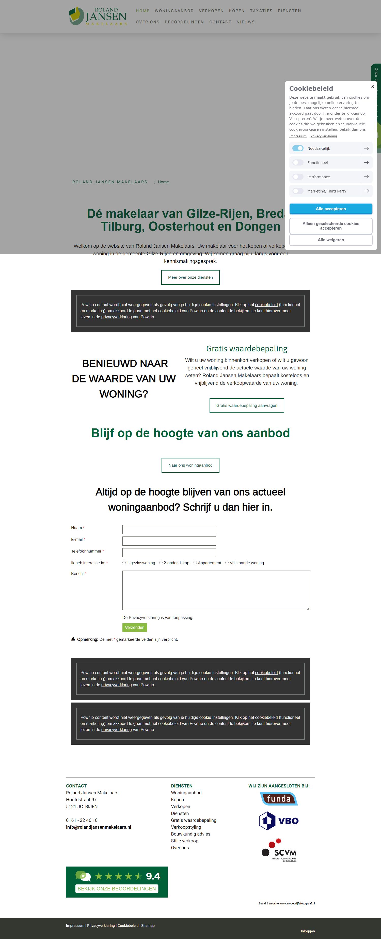 Screenshot van de website van www.rolandjansenmakelaars.nl