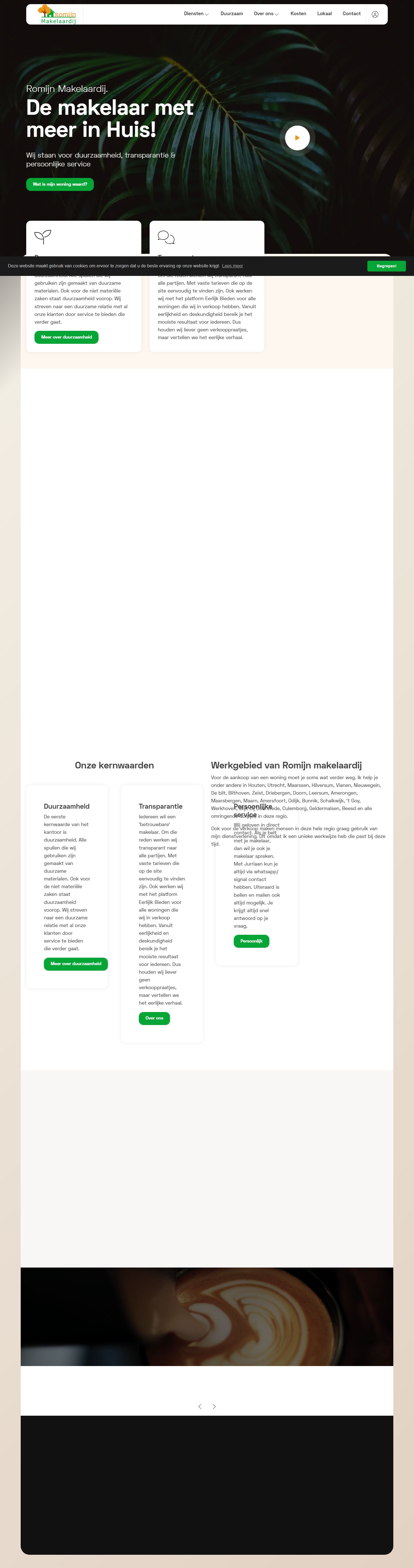 Screenshot van de website van www.romijnmakelaardij.nl