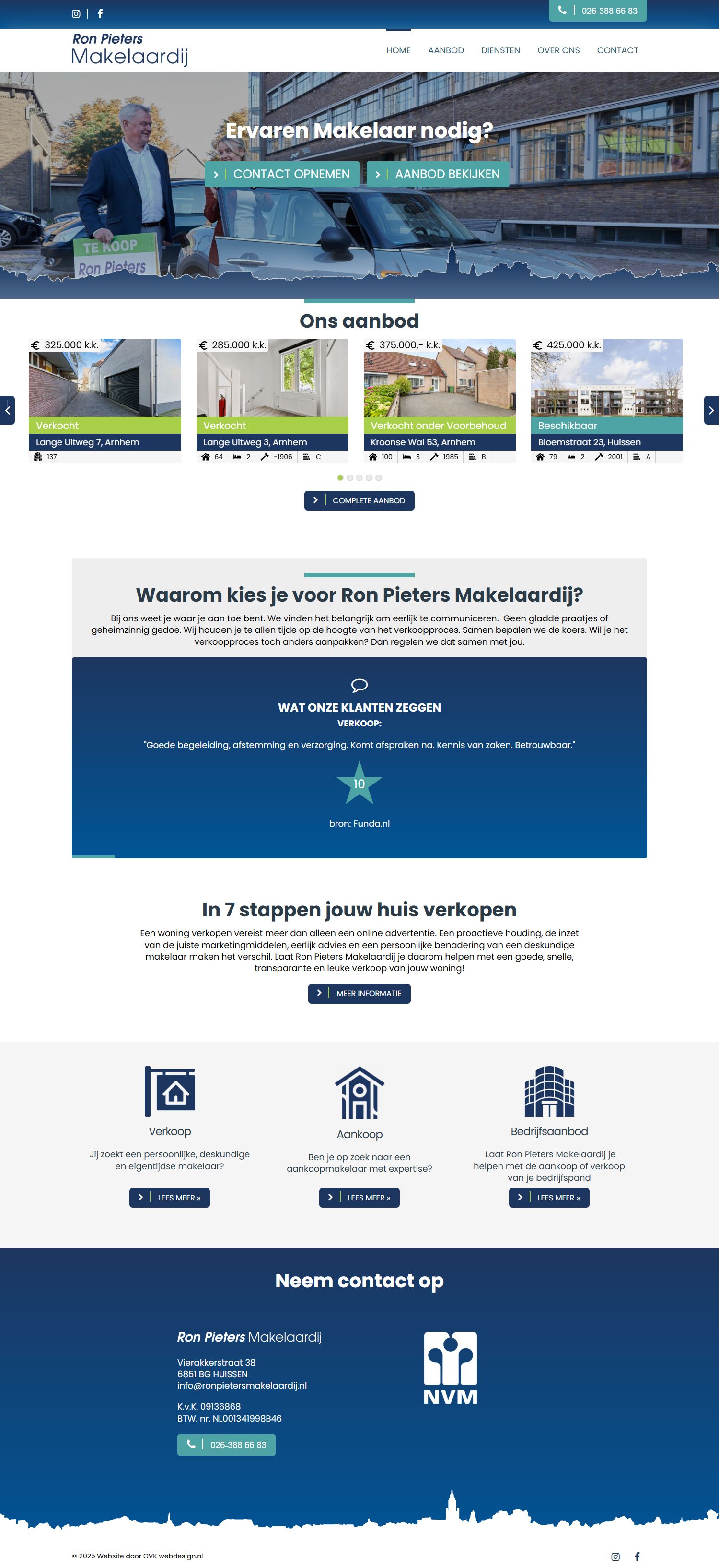 Screenshot of the website of www.ronpietersmakelaardij.nl