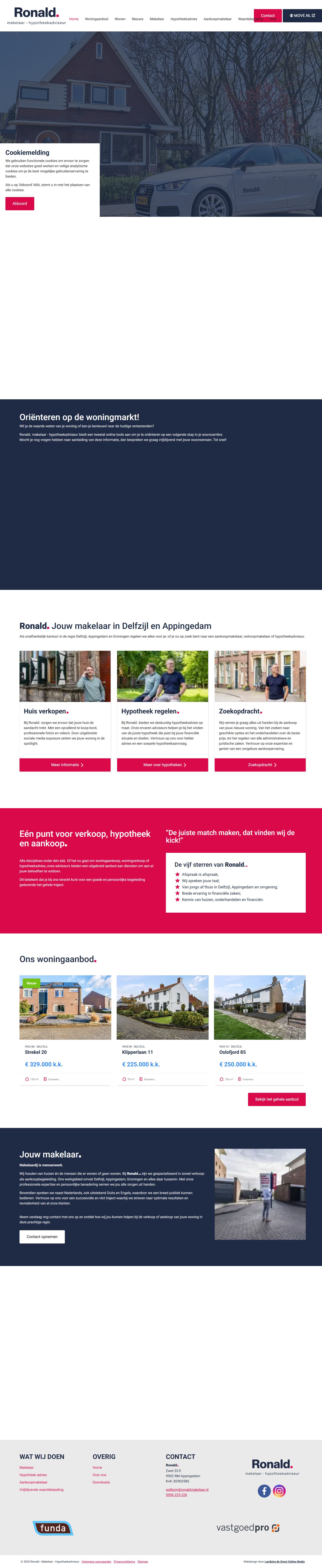 Screenshot of the website of ronaldmakelaar.nl