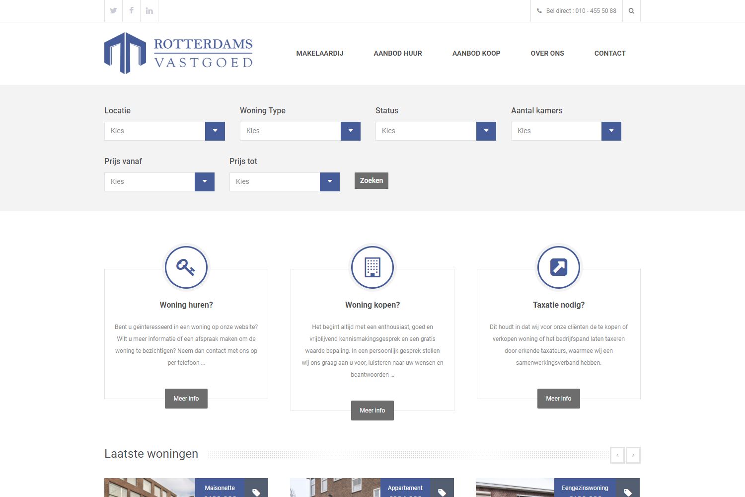 Screenshot van de website van www.rotterdamsvastgoed.nl