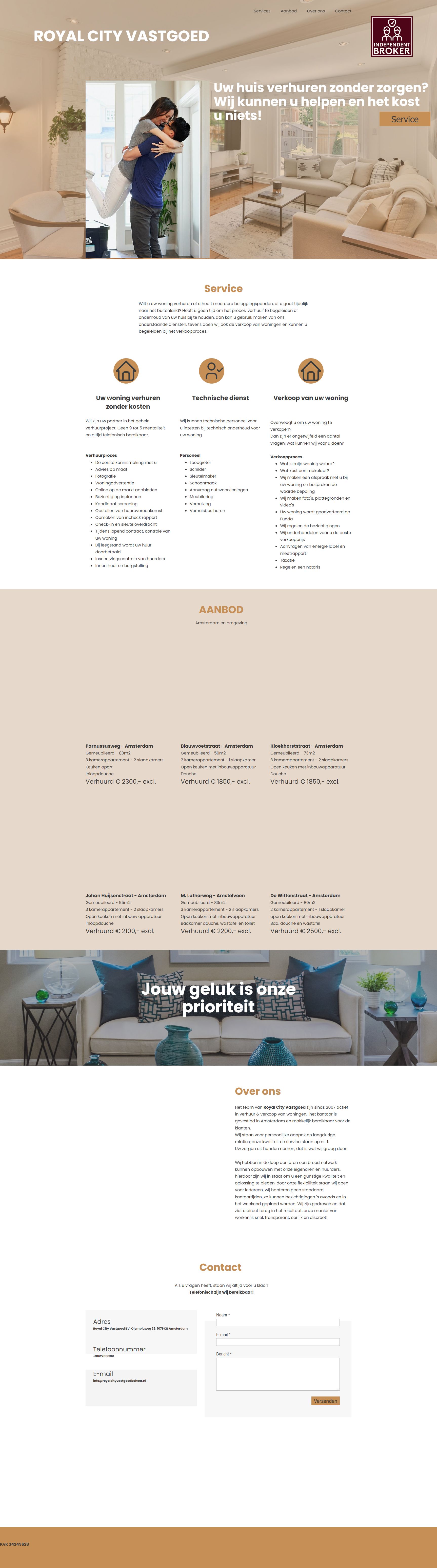 Screenshot van de website van www.royalcityvastgoedbeheer.nl