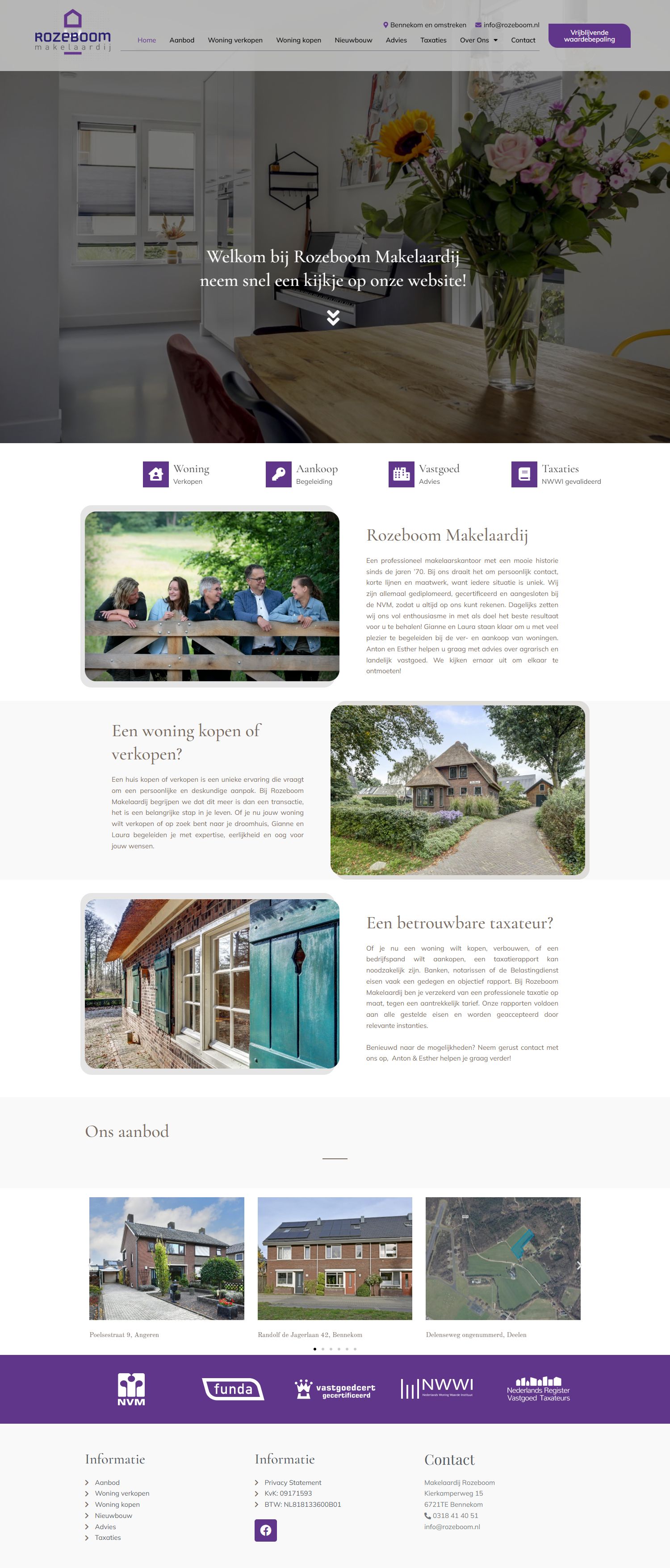 Screenshot of the website of www.rozeboom.nl