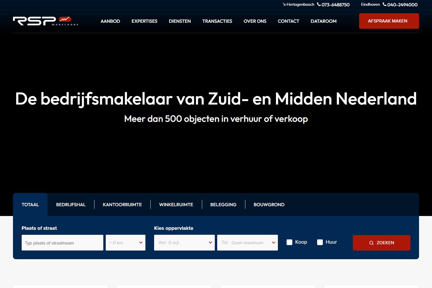 Screenshot van de website van www.rsp.nl