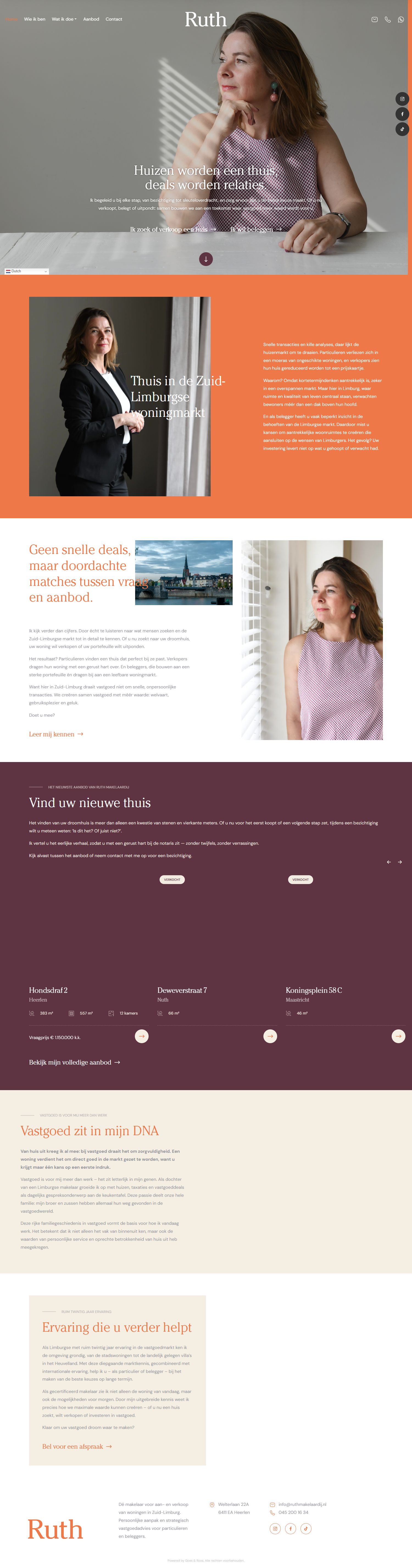 Screenshot van de website van www.ruthmakelaardij.nl