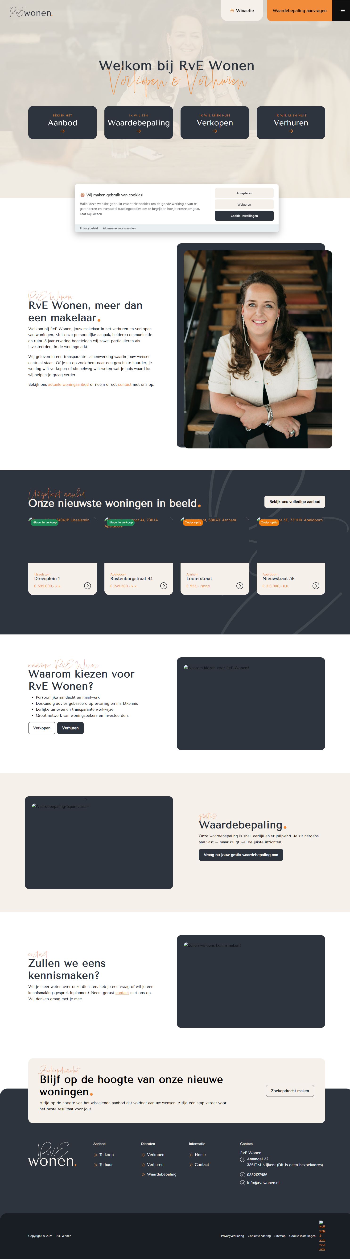 Screenshot of the website of www.rvewonen.nl