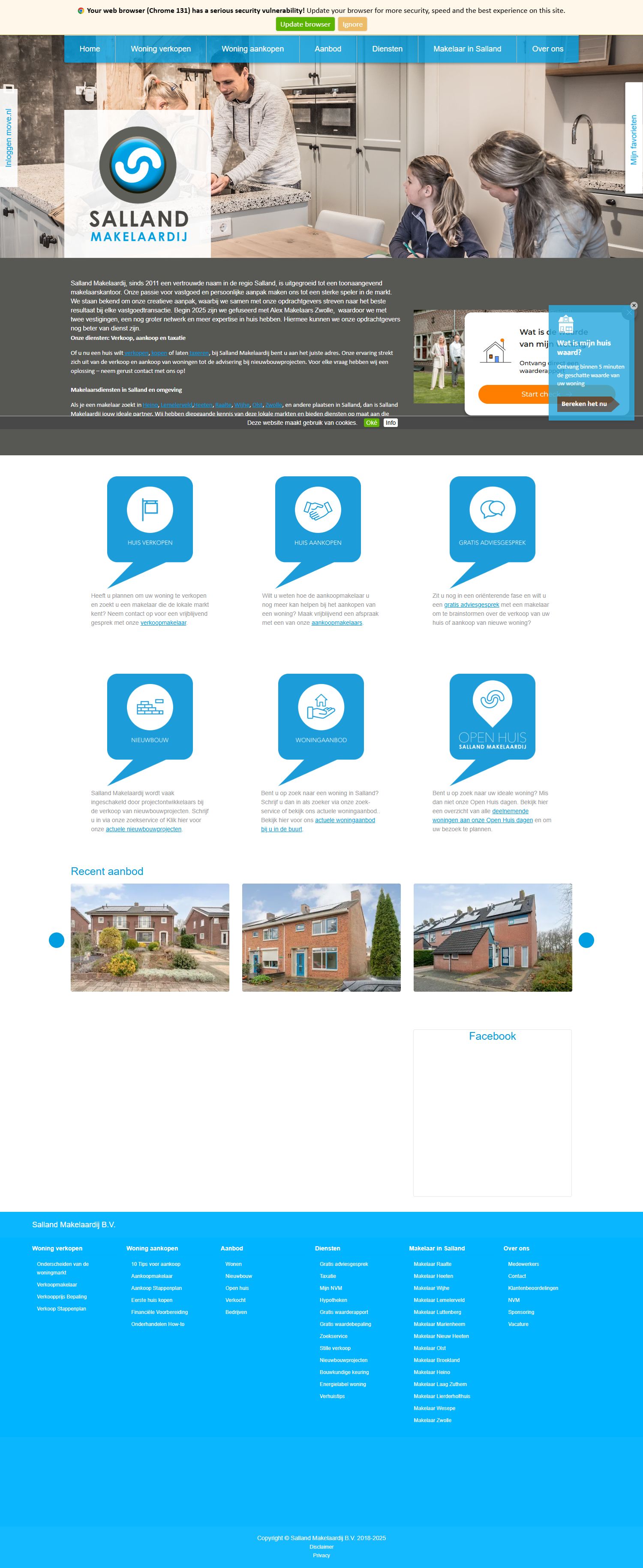 Screenshot van de website van www.sallandmakelaardij.com