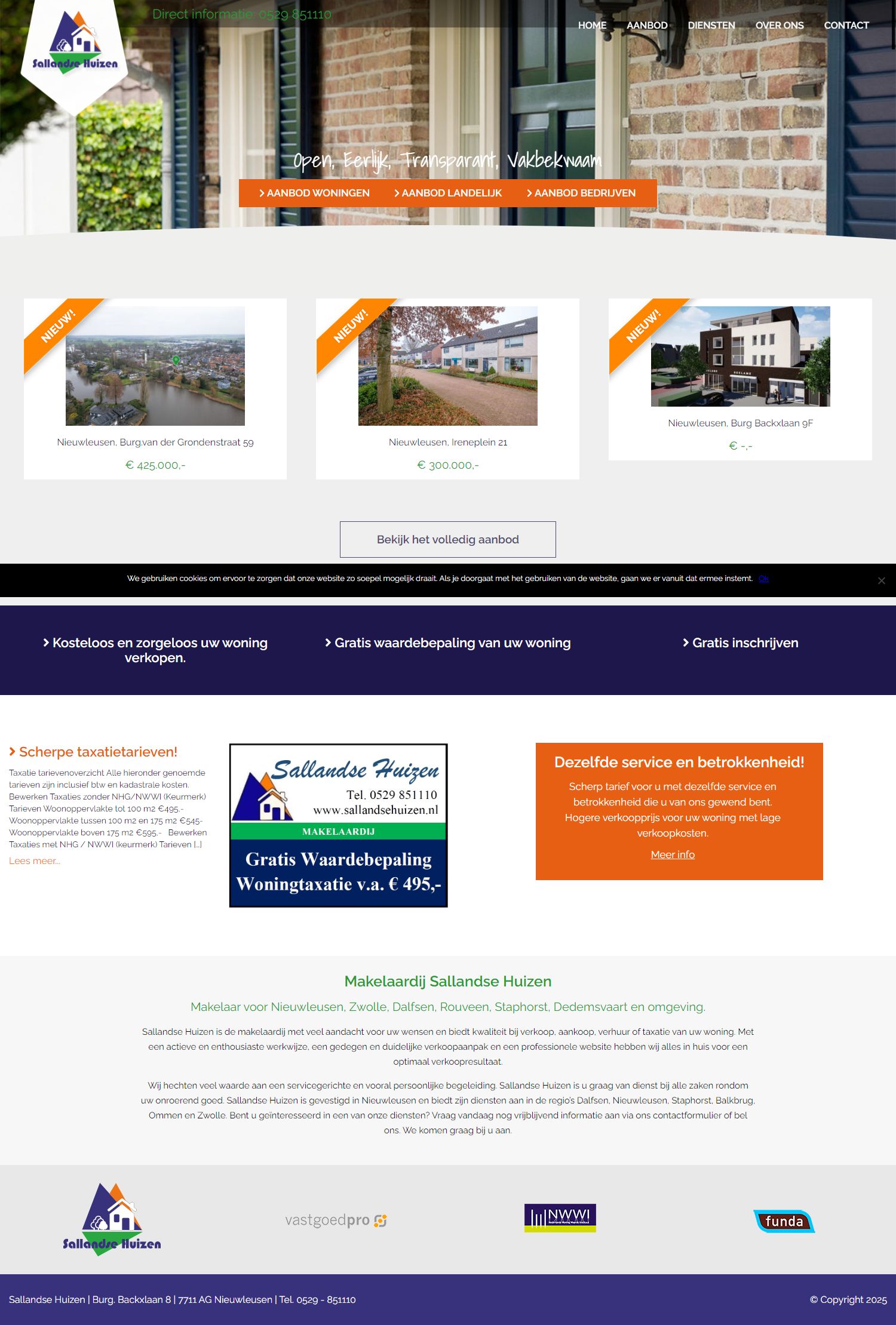 Screenshot van de website van www.sallandsehuizen.nl