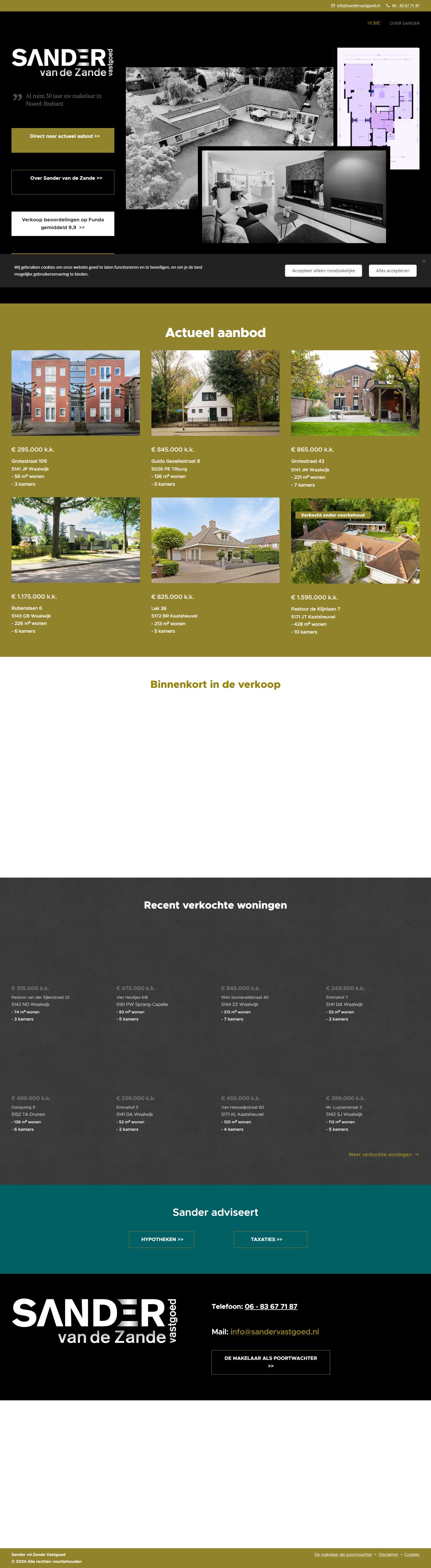 Screenshot van de website van www.sandervastgoed.nl