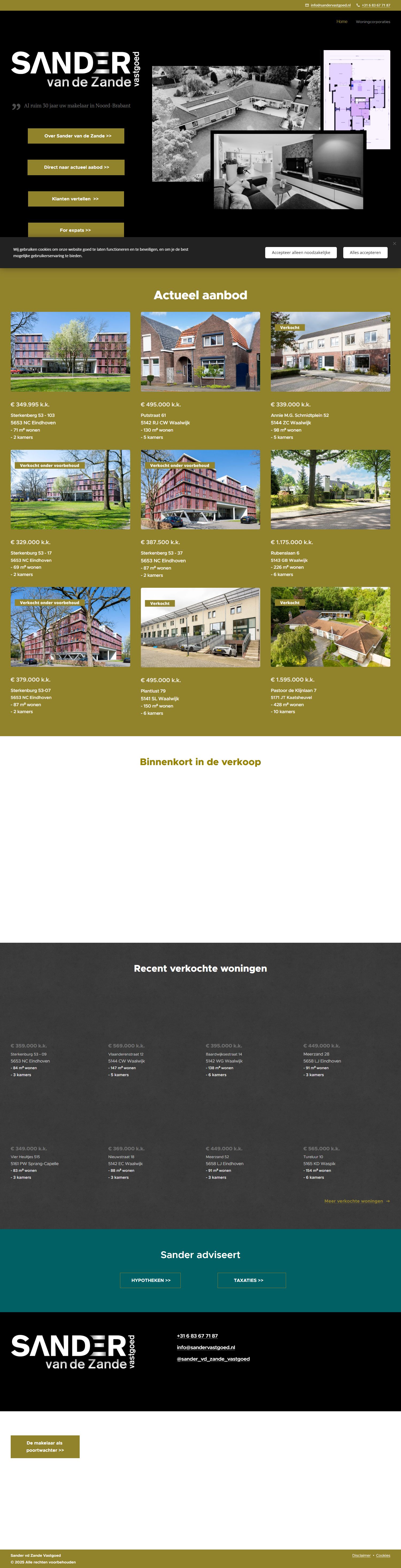 Screenshot van de website van www.sandervastgoed.nl