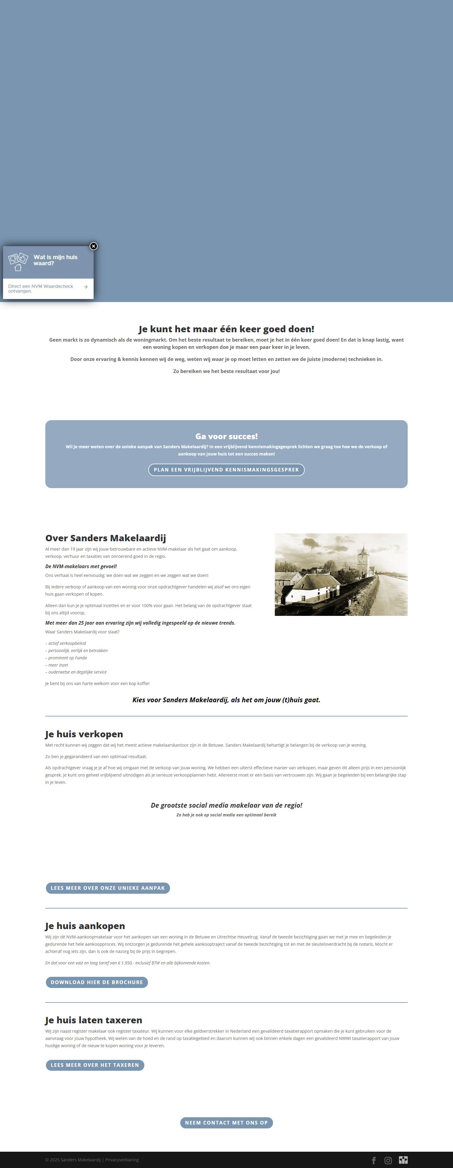 Screenshot of the website of www.sandersmakelaardij.nl