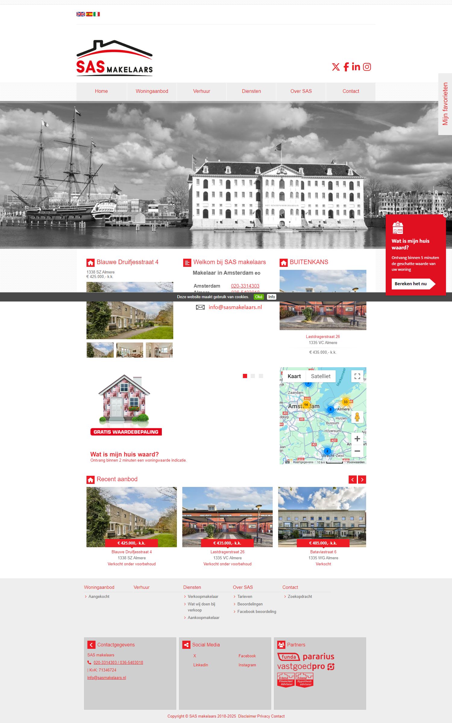 Screenshot van de website van www.sasmakelaars.nl