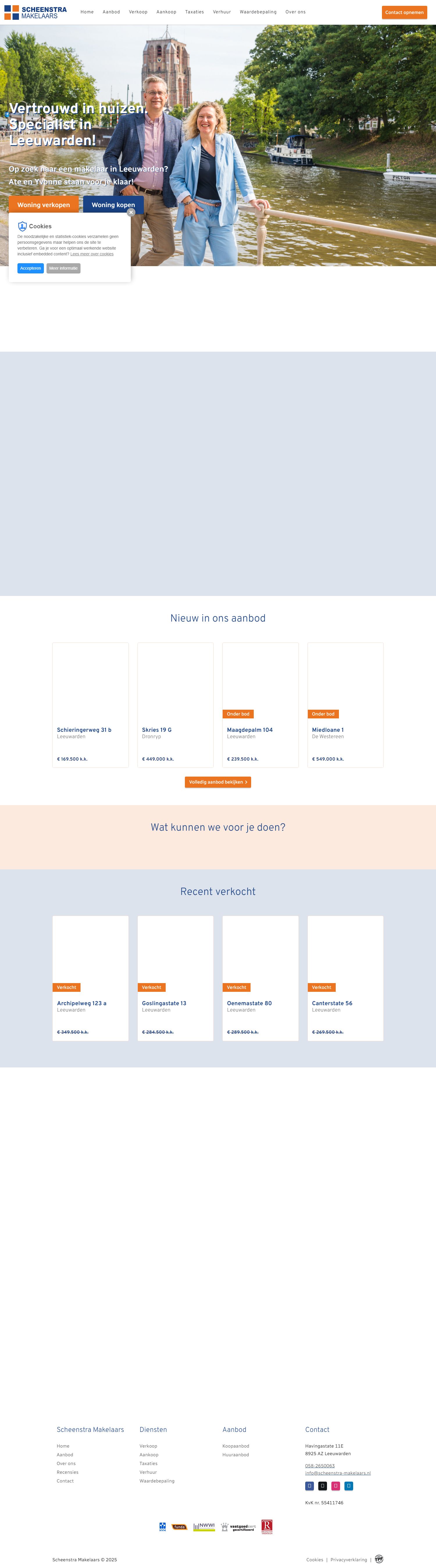 Screenshot van de website van www.scheenstra-makelaars.nl