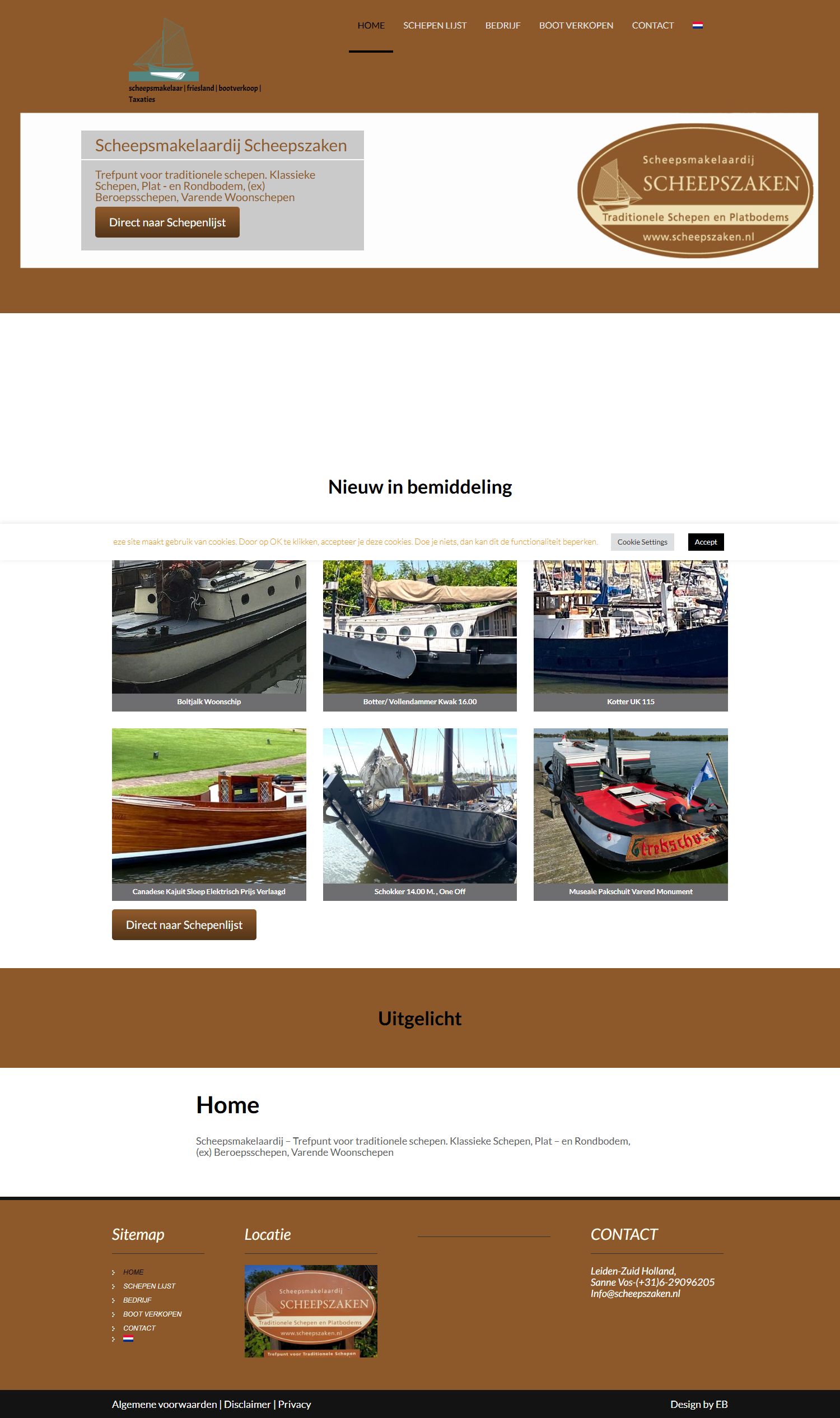 Screenshot van de website van www.scheepszaken.nl