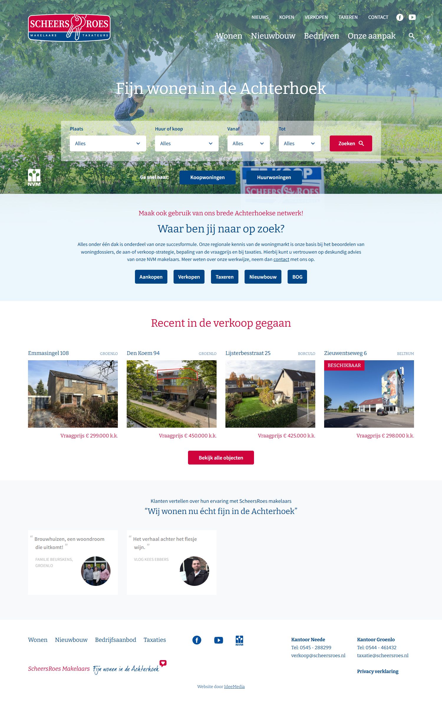 Screenshot van de website van www.scheersroes.nl