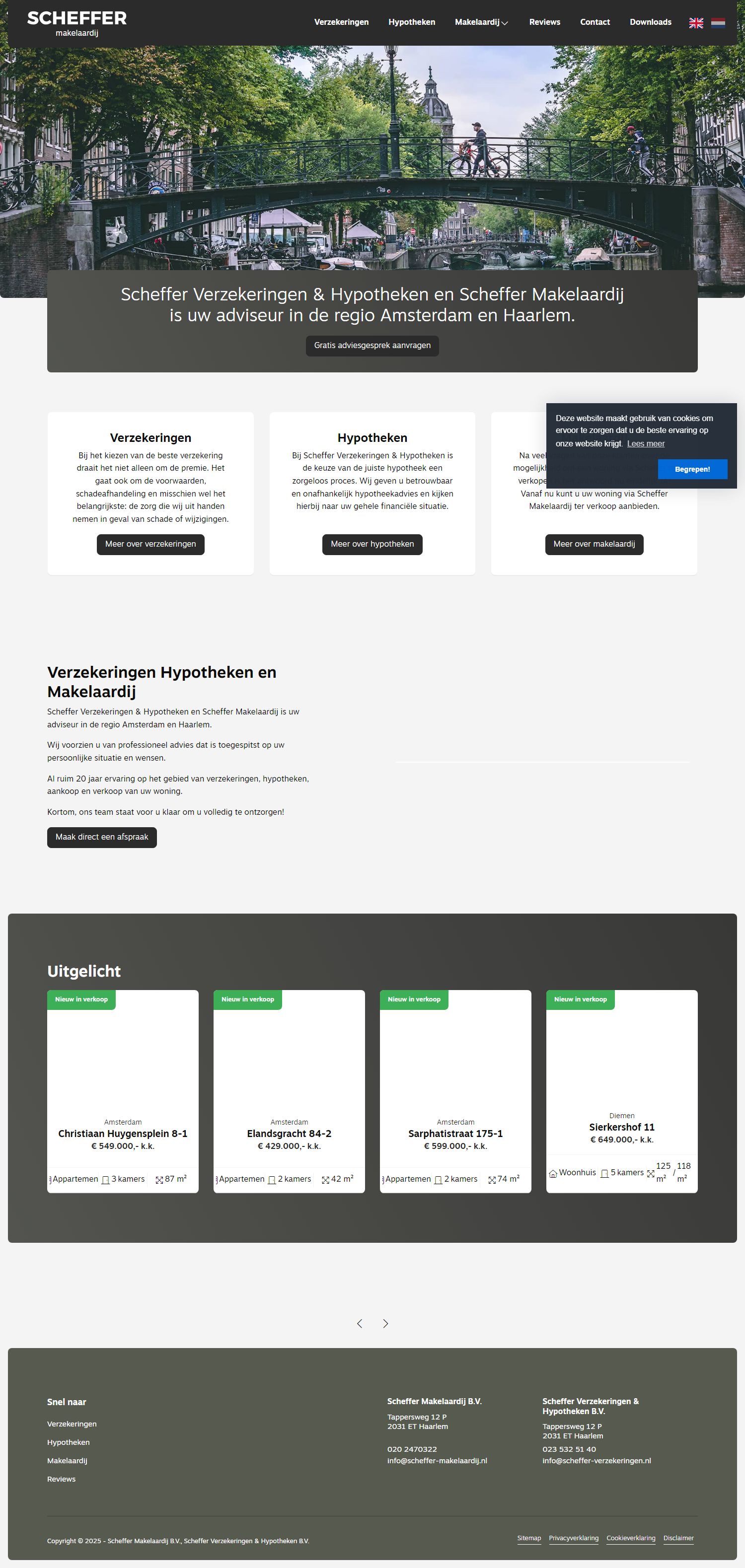 Screenshot van de website van www.scheffer-makelaardij.nl