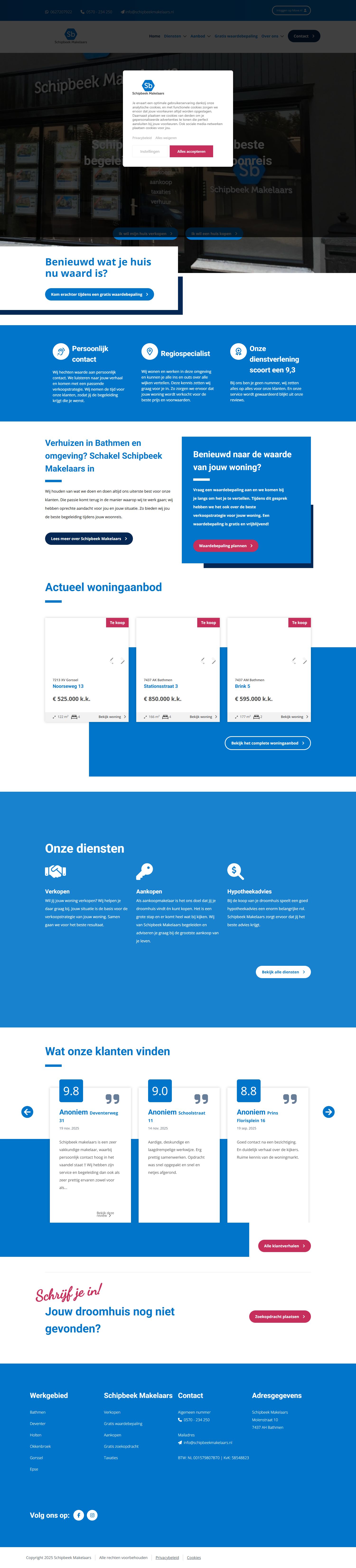 Screenshot of the website of www.schipbeekmakelaars.nl