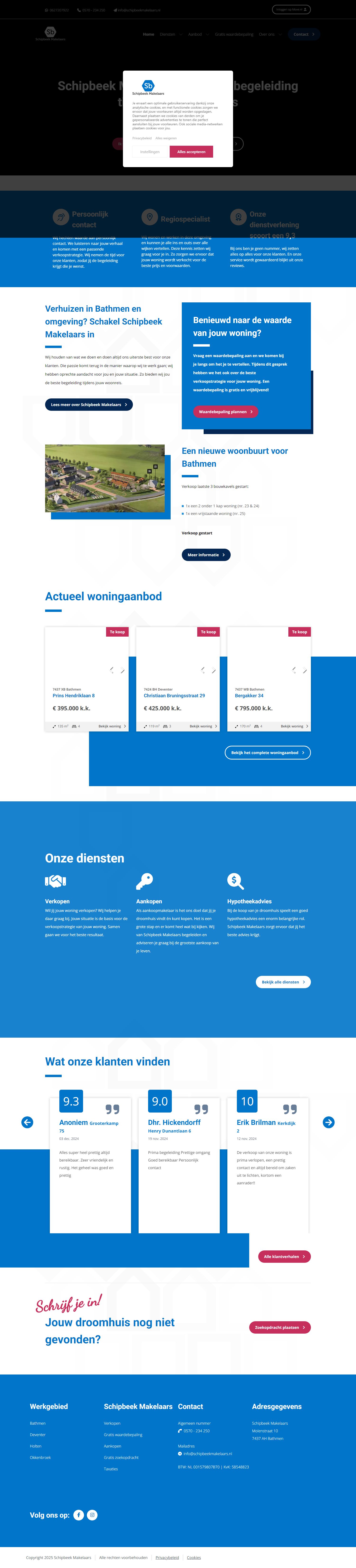Screenshot van de website van www.schipbeekmakelaars.nl