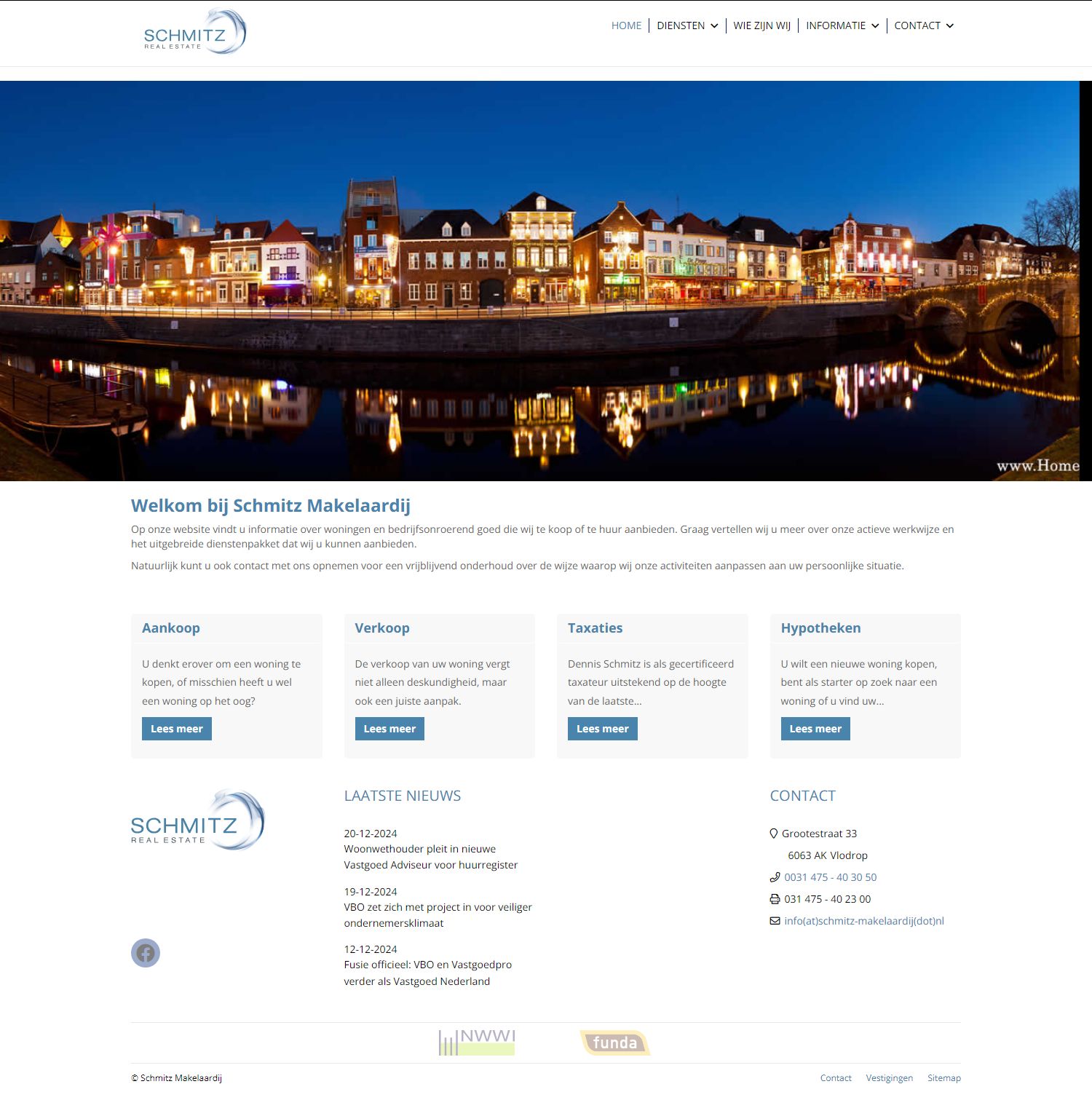 Screenshot van de website van www.schmitz-makelaardij.nl