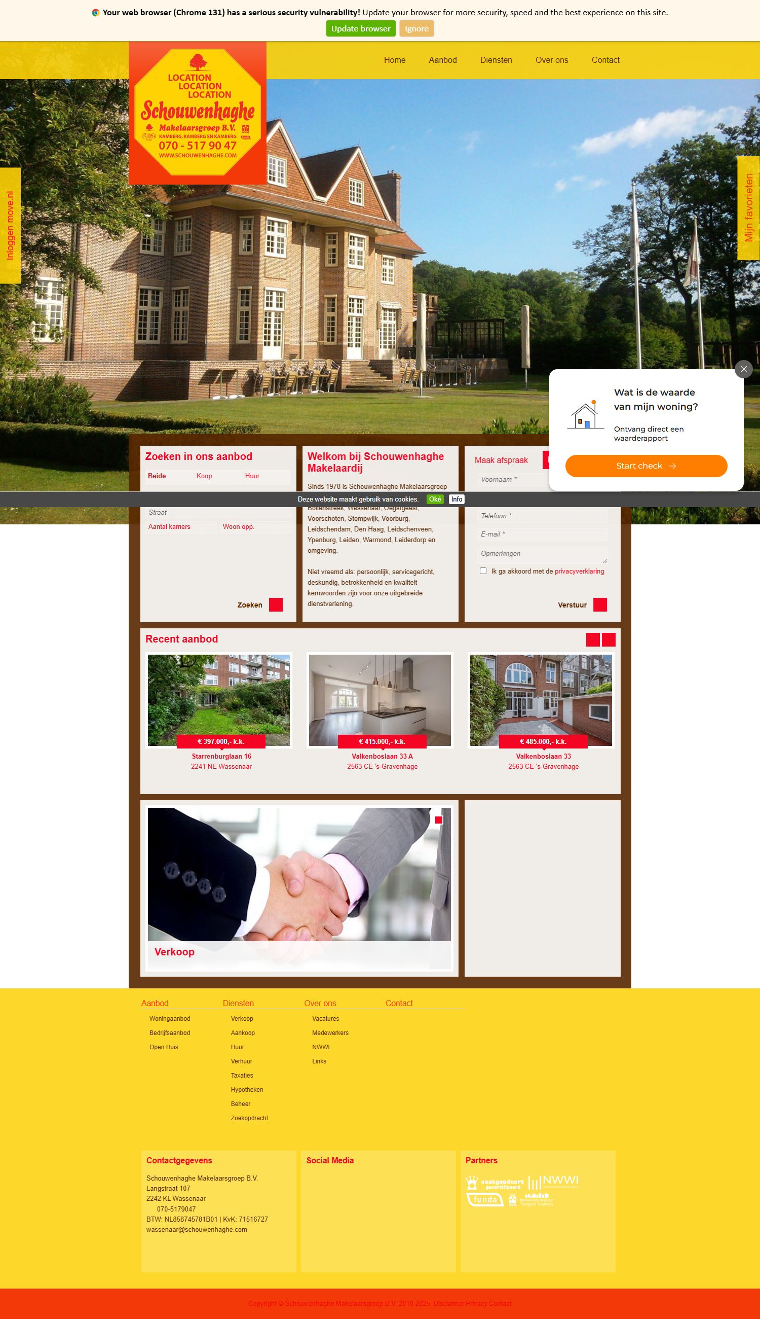 Capture d'écran du site web de www.schouwenhaghe.com