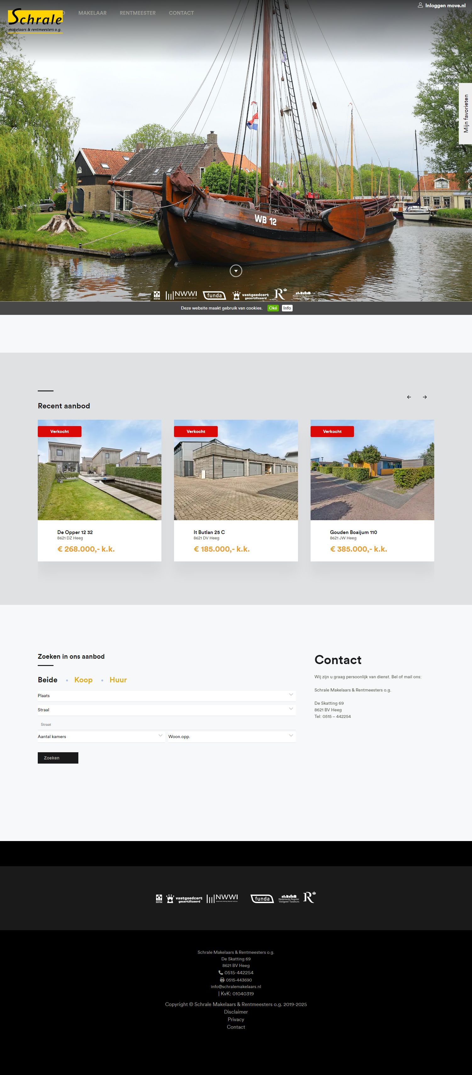 Screenshot van de website van www.schralemakelaars.nl